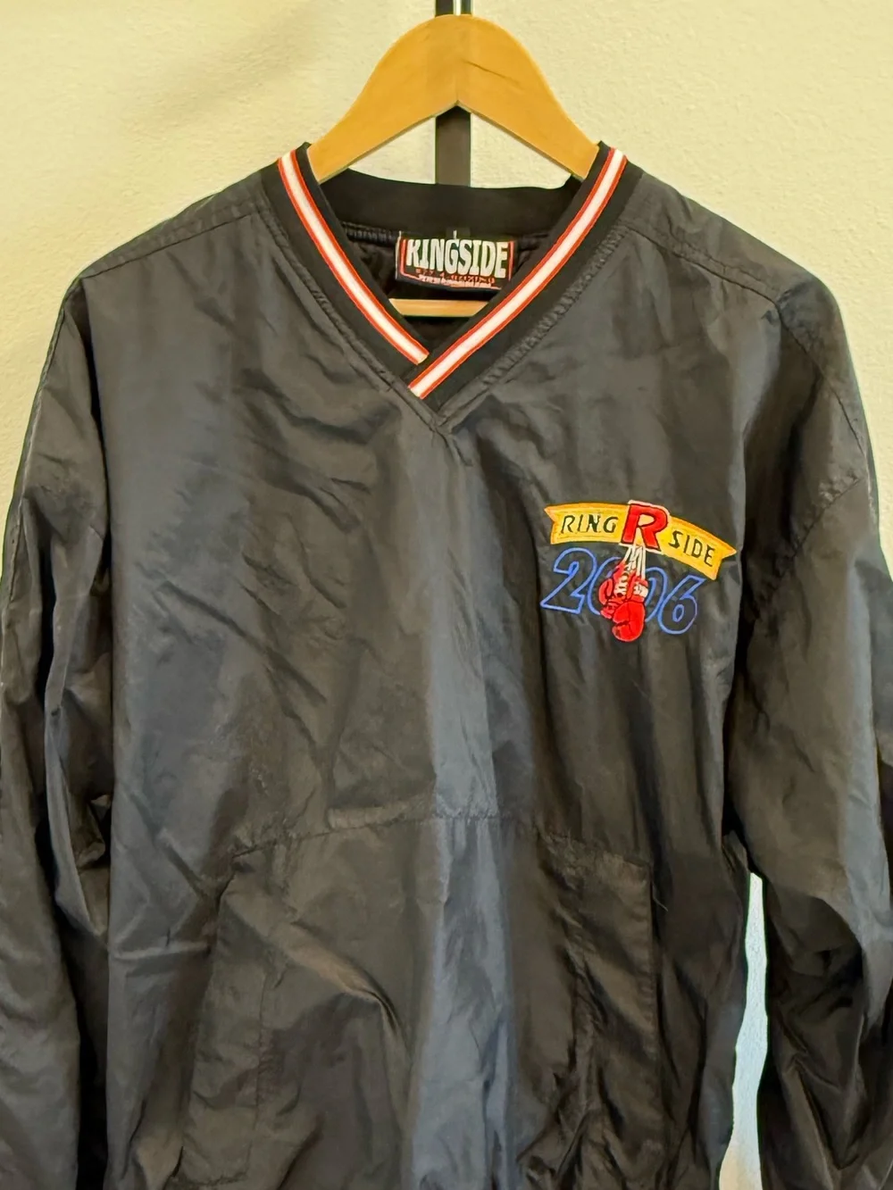 Vintage Ringside Men's Black Pullover Windbreaker Boxing Police Hoses Blokecore